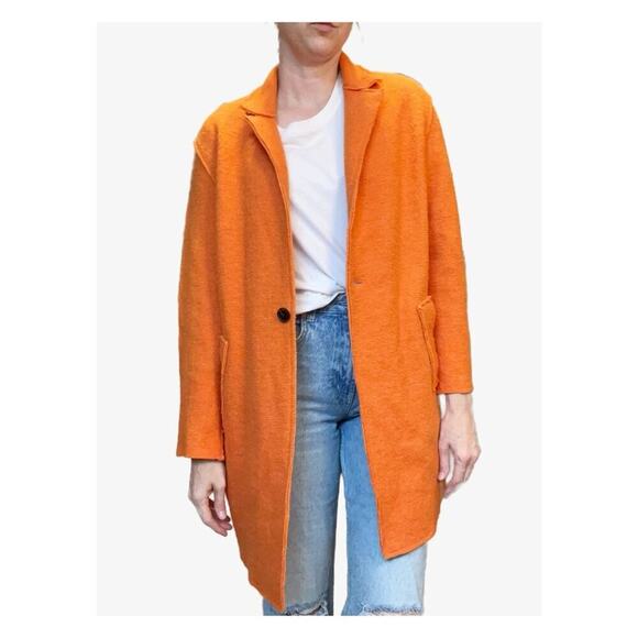 Zara Wool Blend Cocoon Coat Orange Small - Picture 1 of 11